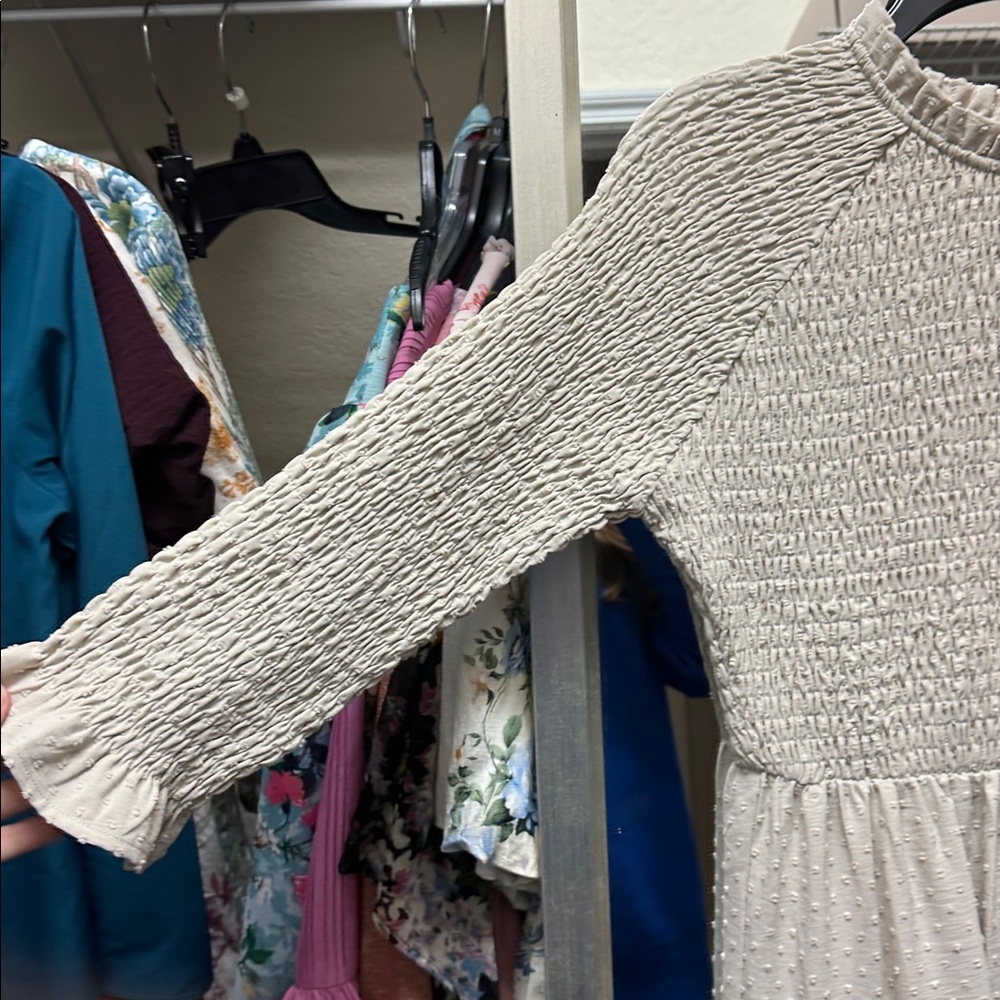 Dainty Jewells Cream Smocked Tiered Maxi Dress - Picture 2 of 5